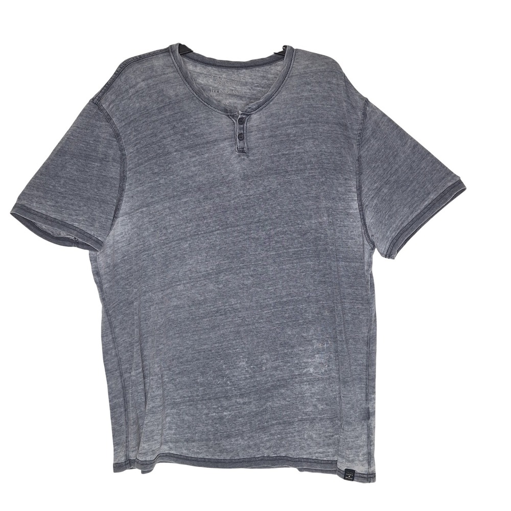 Y2K Grunge Lucky Brand Cotton Blend Venice Burnout Henley Shirt XXL Men's Notch